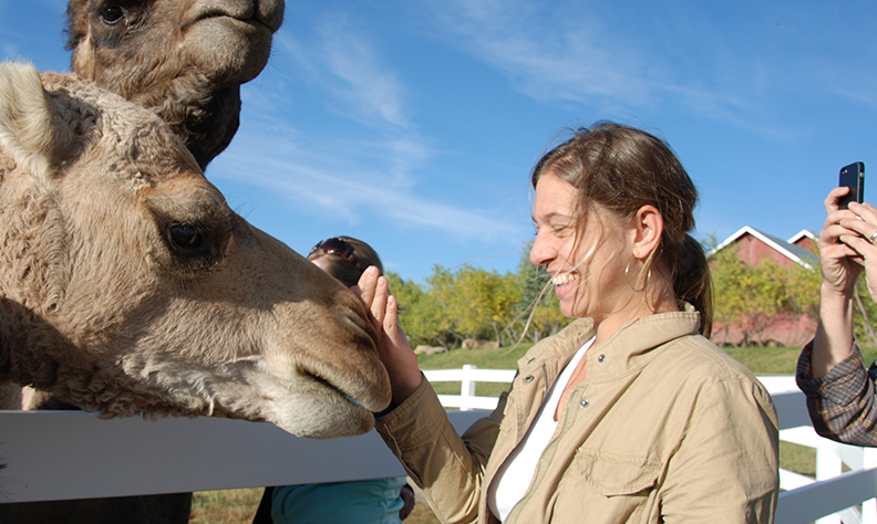 Courtney Brown with camels