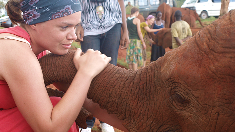 MSW student with elephant