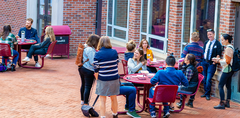 Students in Craig Hall Patio