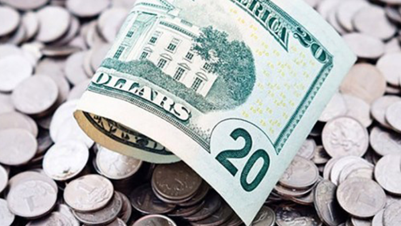 a $20 bill on change 