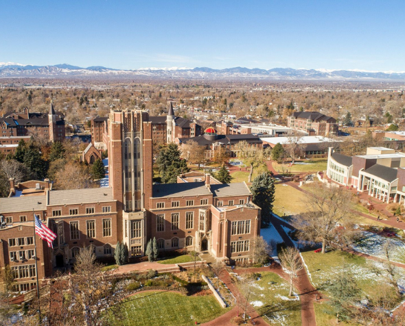 Aerial view of DU campus