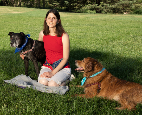 Sarah Pellizzari with her two dogs