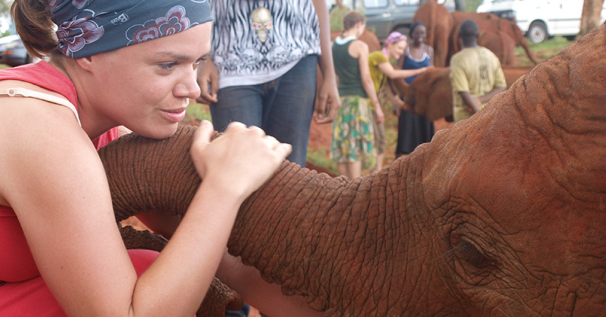 Woman and elephant