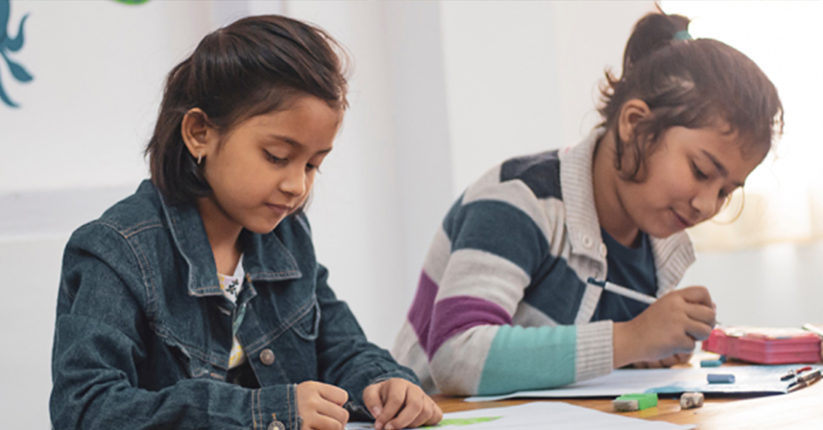 Young children at school