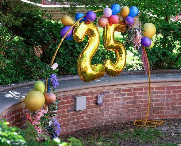 Balloons in the shape of 25 