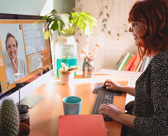 woman in front of a computer