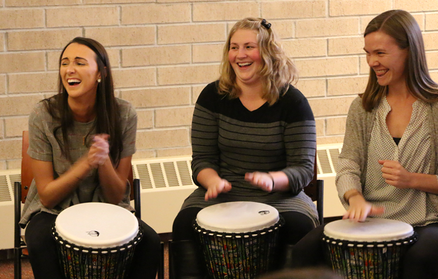 msw students drumming out stress