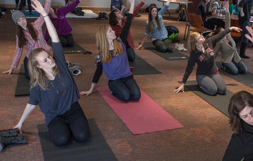 women doing yoga