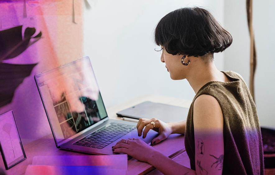 woman working on computer