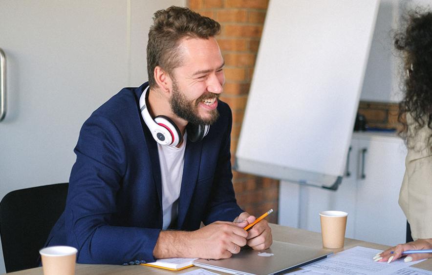 student at work