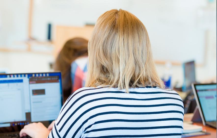 woman on computer