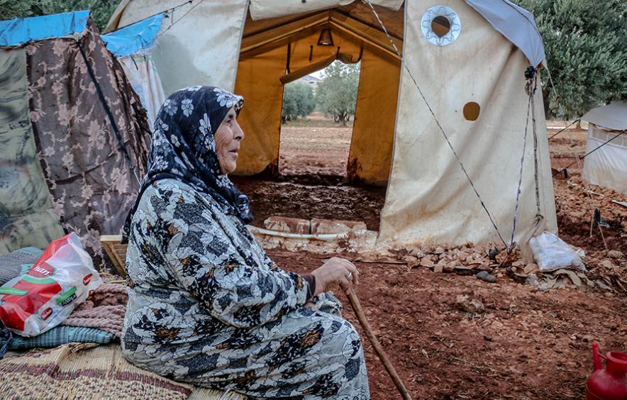 woman in refugee camp