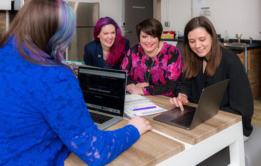 Women working together for work study