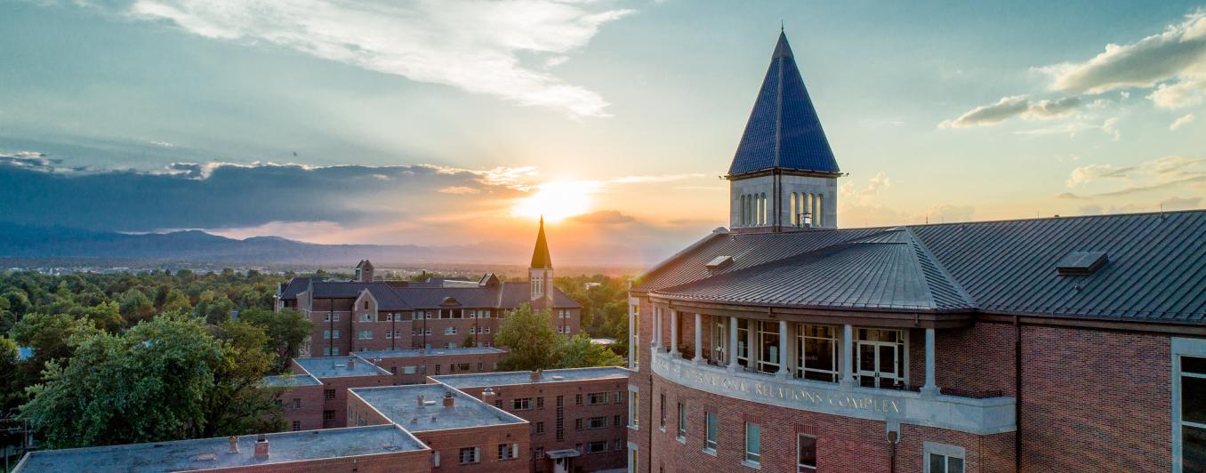 DU with sunset over the Rockies