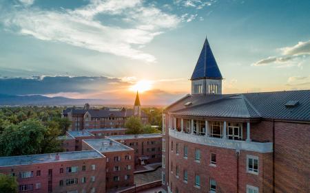 DU with sunset over the Rockies