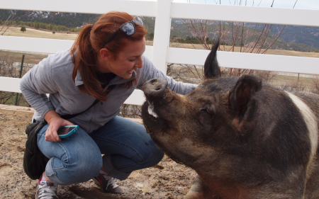Arielle with therapy pig