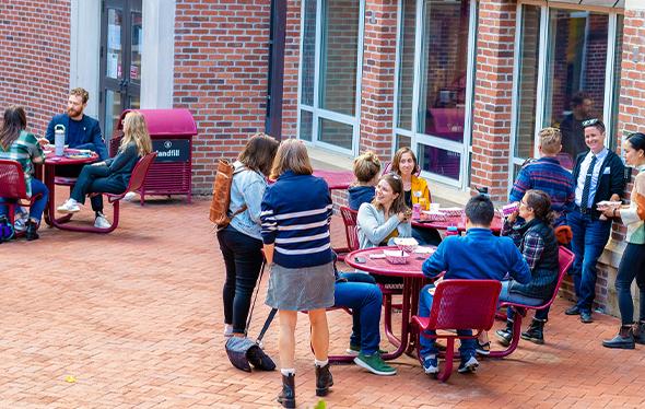 Students in Craig Hall Patio