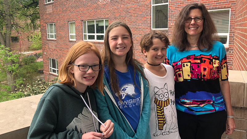 Professor Freedenthal with Denver elementary school students