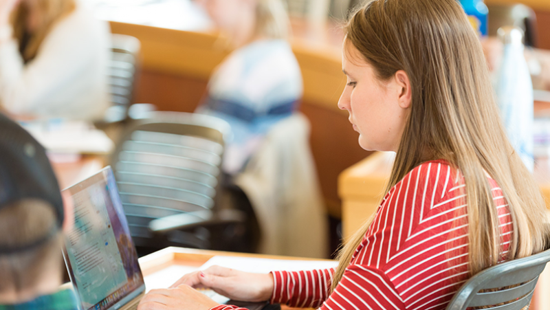 female student on computer