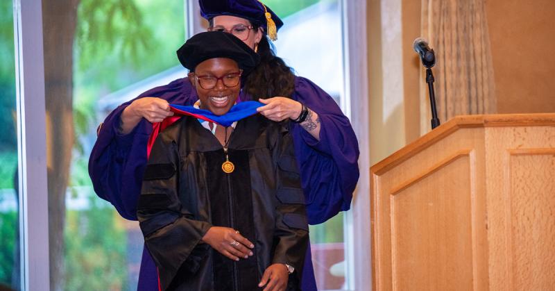 Grad Alumn Annie Zean Dunbar during the 2024 PhD Graduation Ceremony
