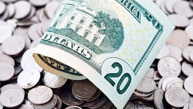 a $20 bill on change
