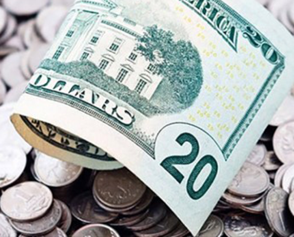 a $20 bill on change