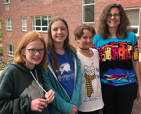 Professor Freedenthal with Denver elementary school students